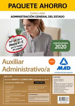 Paquete Ahorro Auxiliar Administrativo De La Administración General Del Estado (Turno Libre) Ahorra 81 ¤ (Incluye Temarios 1 Y 2; Test; Simulacros De Examen Prime