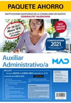 Paquete Ahorro Auxiliar Administrativo Instituciones Sanitarias G Eneralitat Valenciana (Incluye Temario Y Test Parte Comun Volúmenes 1 Y 2; Temario Y Test Parte Específica Volumenes 1 Y 2 ; Sim
